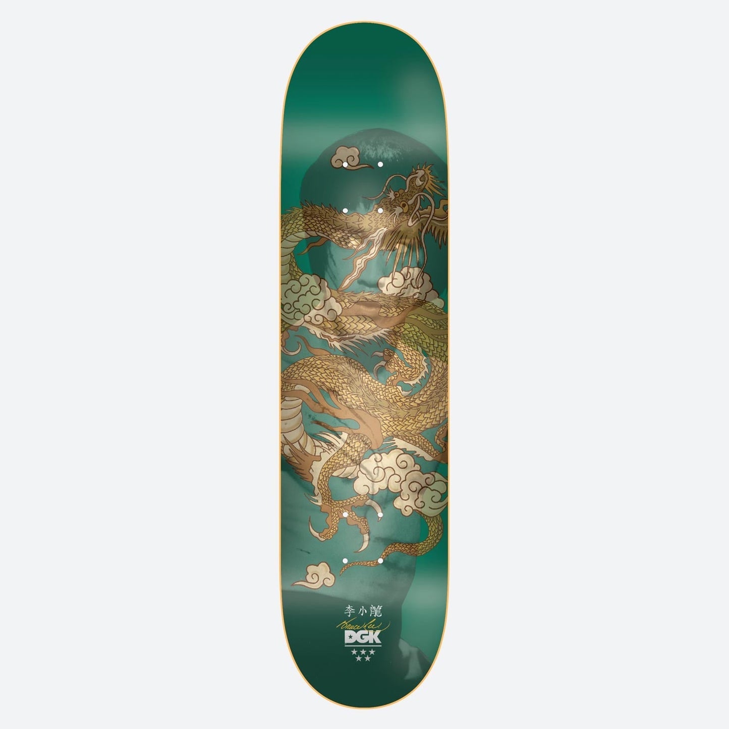 DGK Skateboard Deck Bruce Lee Emerald Golden Dragon Lenticular 8.25"