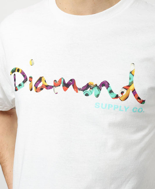 Diamond Supply Co Tee OG Script Fasten White Skateboarding T-Shirt