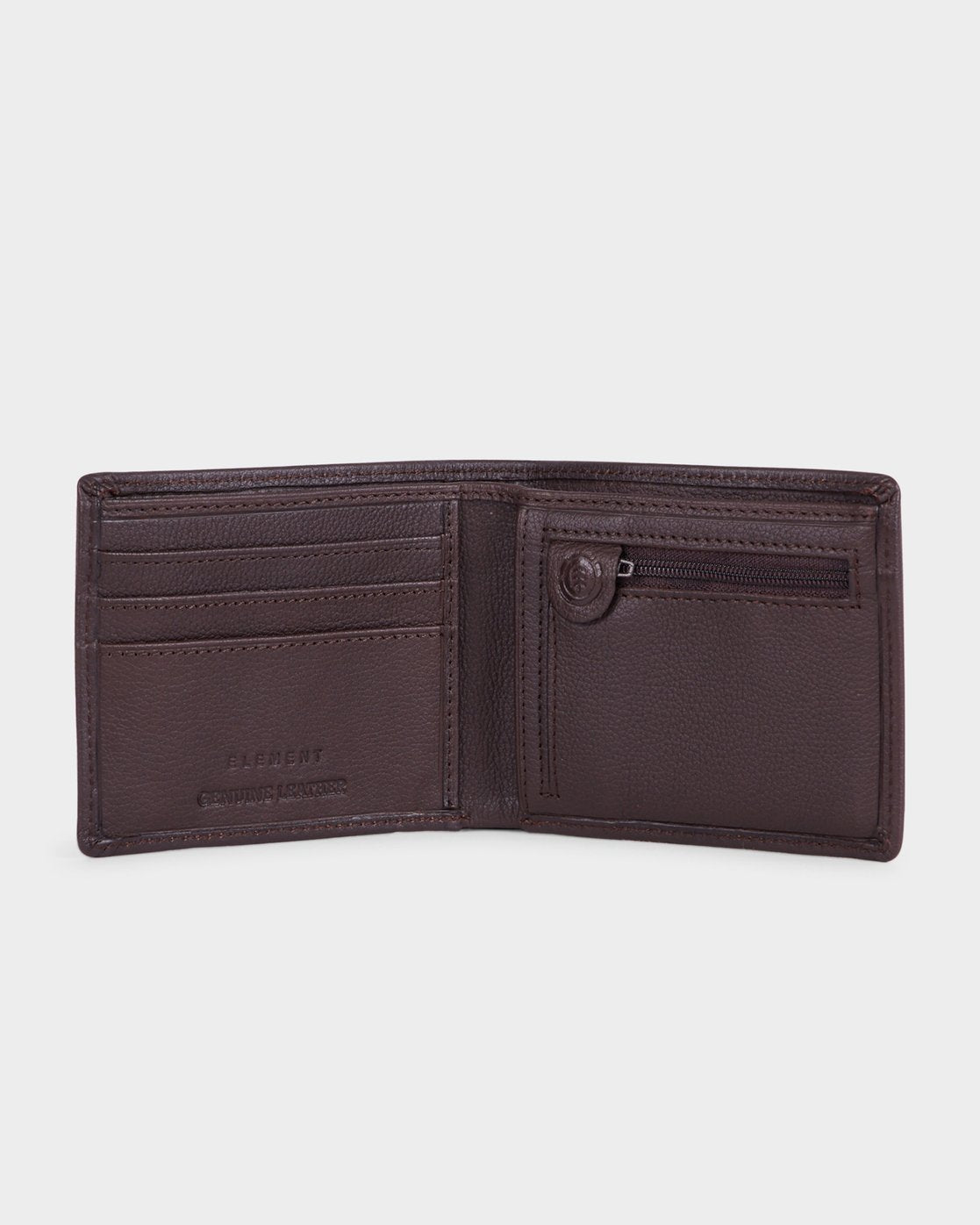Element Skateboards Wallet Icon Leather Chocolate Tri-Fold