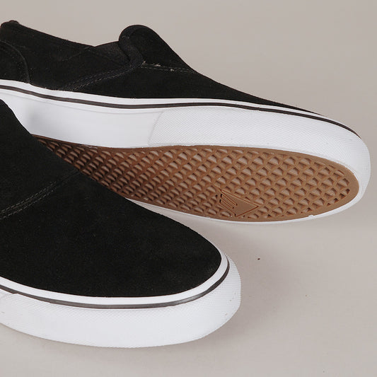 Emerica Shoes Wino G6 Slip On Black White Gold Skateboard Sneakers