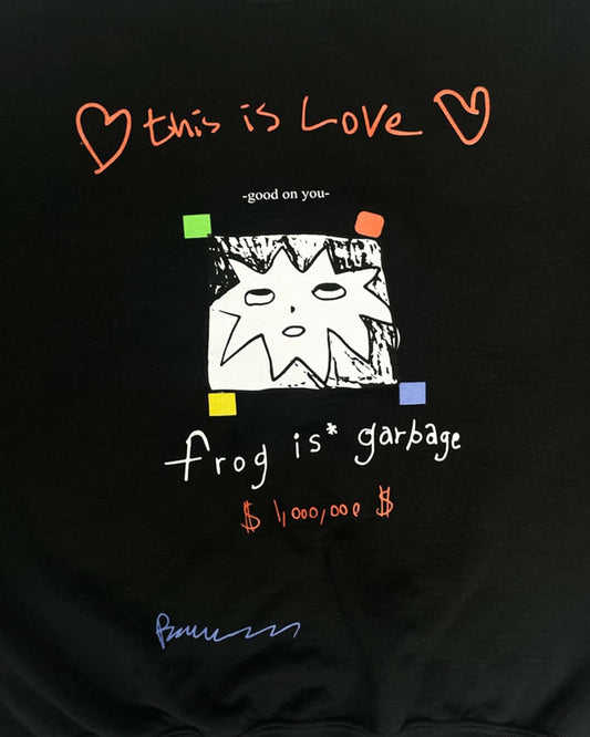 Frog Skateboards Crew Frog Is Garbage CREWNECK BLACK Fleece Jumper