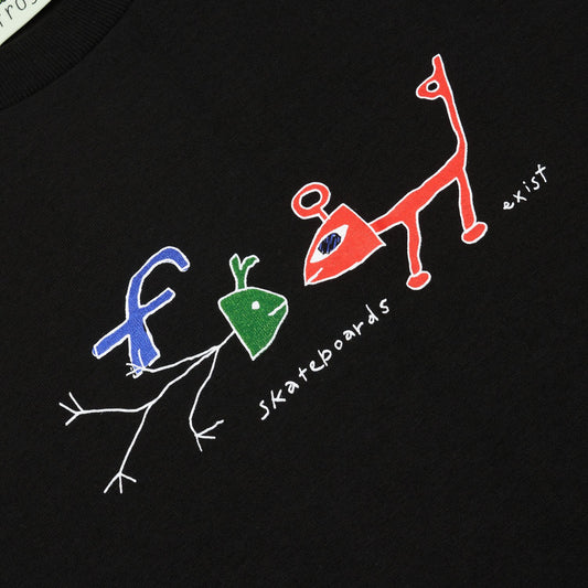 Frog Tee FROG EXISTS! BLACK Skateboard T-Shirt