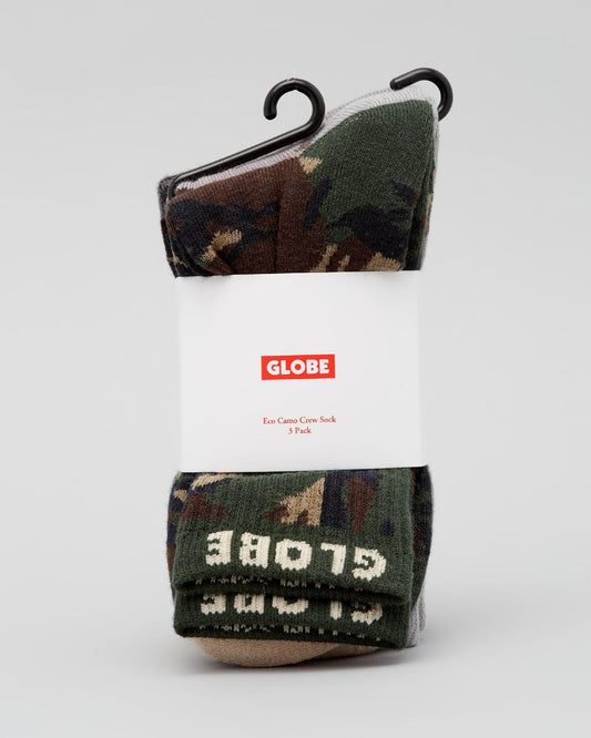 Globe Socks 3 Pack Eco Camo Crew SIZE 7-11 Skateboard Sox