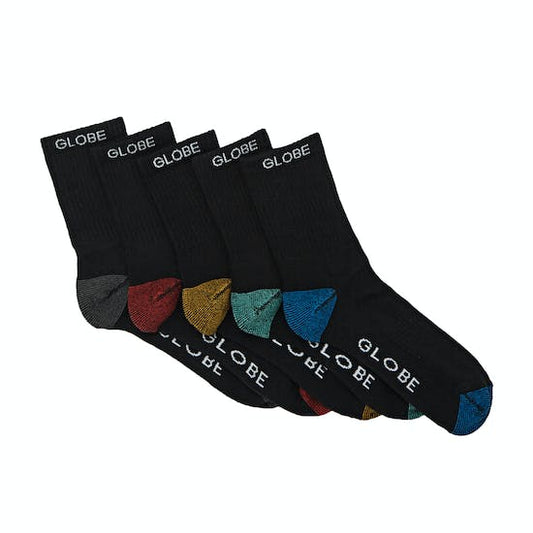Globe Socks 5 Pack Ingles Crew Black Size 7-11 Skateboard Sox
