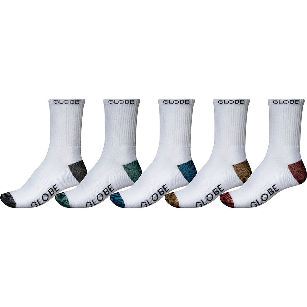 Globe Socks 5 Pack Ingles Crew White Size 7 11 Skateboard Sox