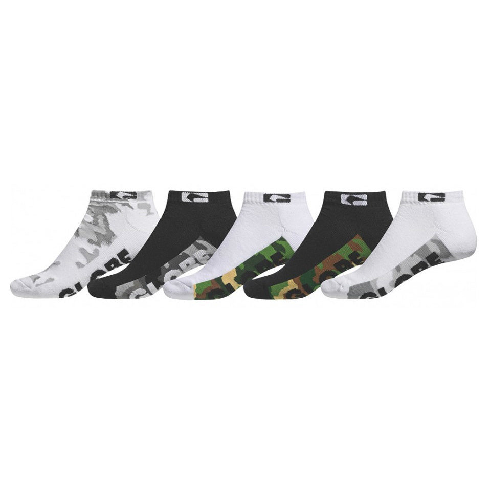Globe Socks 5 Pack Malcom Ankle Camo SIZE 7-11 Skateboard Sox