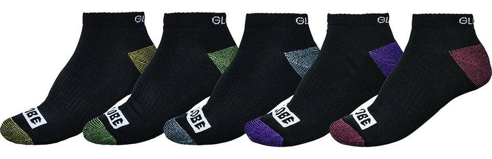 Globe Socks 5 Pack Romney Ankle Assorted Black Size 7 11 Skateboard Sox