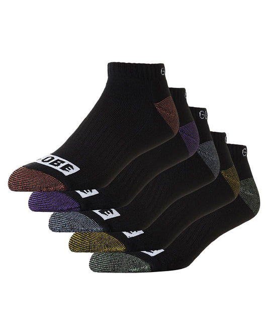 Globe Socks 5 Pack Romney Ankle Assorted Black Size 7-11 Skateboard Sox