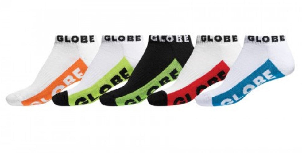 Globe Socks 5 Pack Multi Brights Ankle Size 2-8 Skateboard Sox