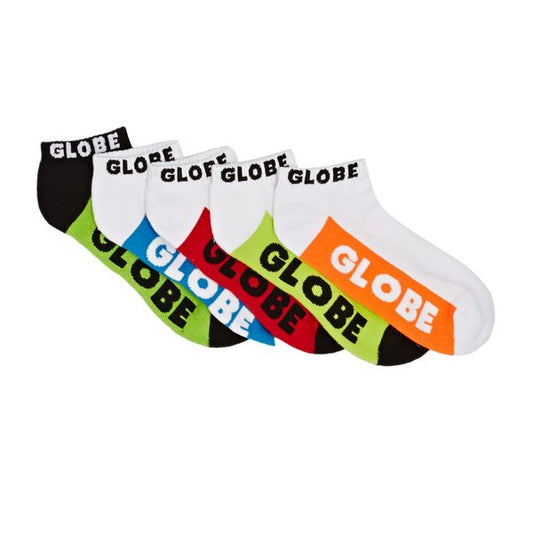 Globe Socks 5 Pack Multi Brights Ankle Size 2-8 Skateboard Sox