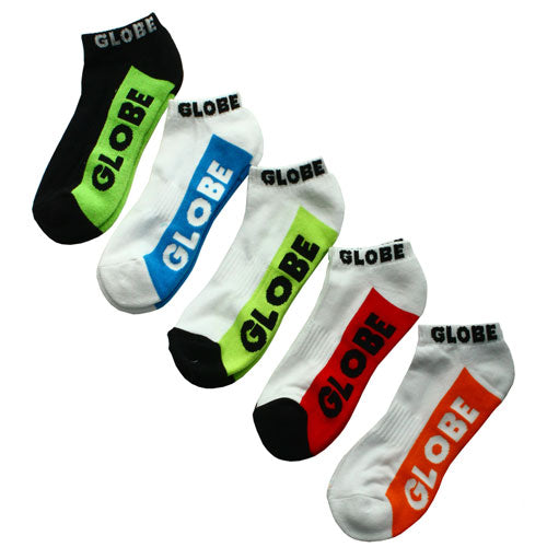 Globe Socks 5 Pack Multi Brights Ankle Size 2 8 Skateboard Sox