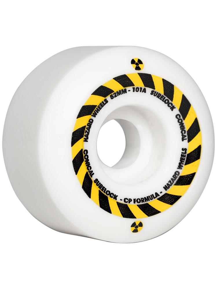 Hazard Skateboard Wheels Sign CP Conical Surelock White 54MM