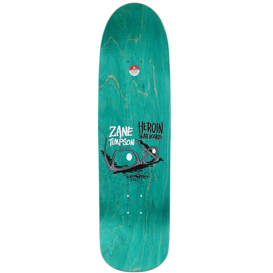 Heroin Skateboard Deck Zane Timpson Glasses Gold 9" Shaped