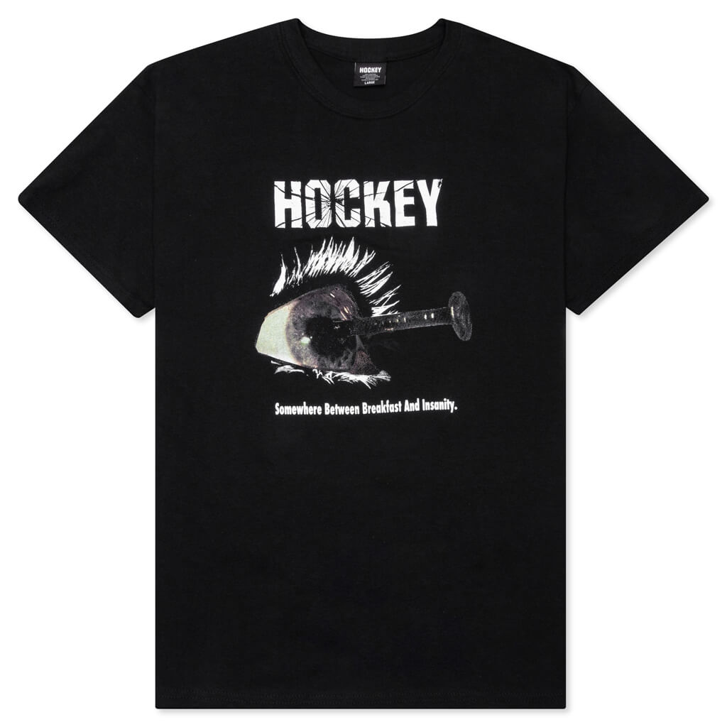Hockey Tee Breakfast-Insanity Black Skateboard T-Shirt