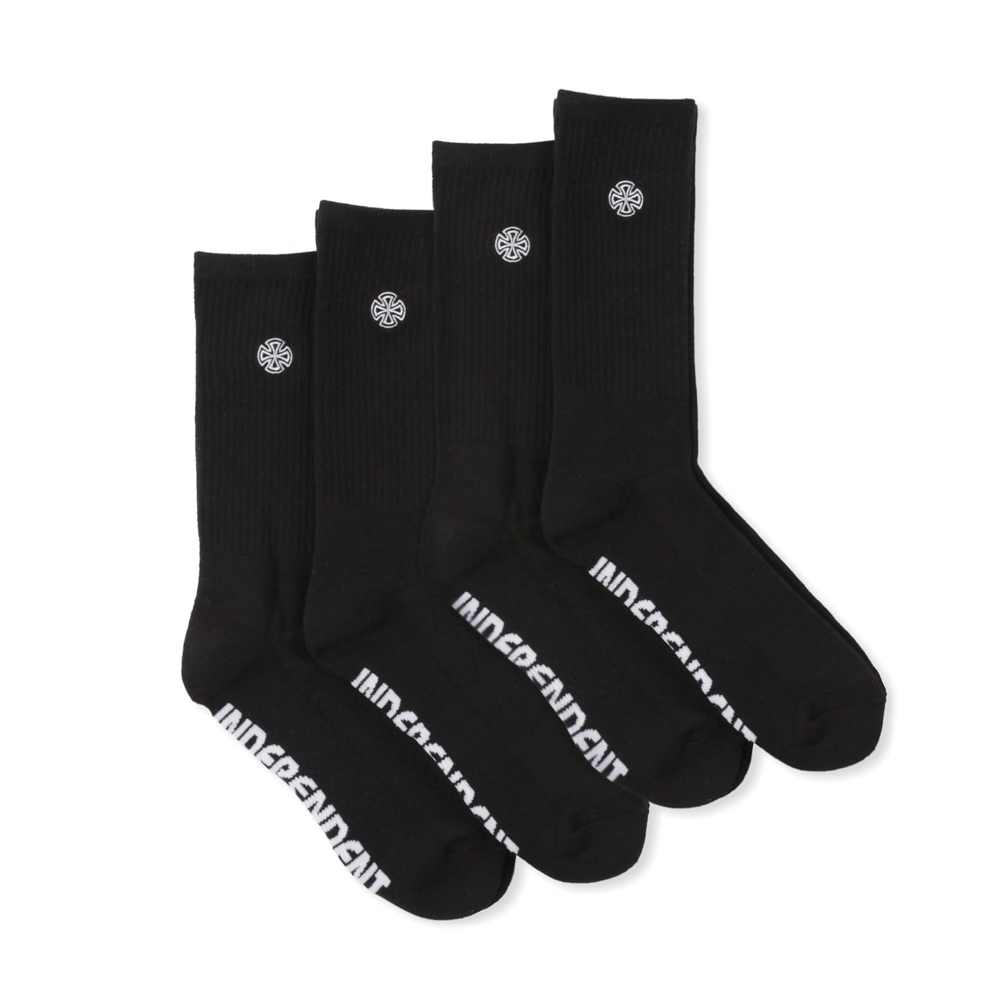 Indy Socks 4 Pack CROSS Embroidery BLACK Size 6-10 Independent Skateboard Sox