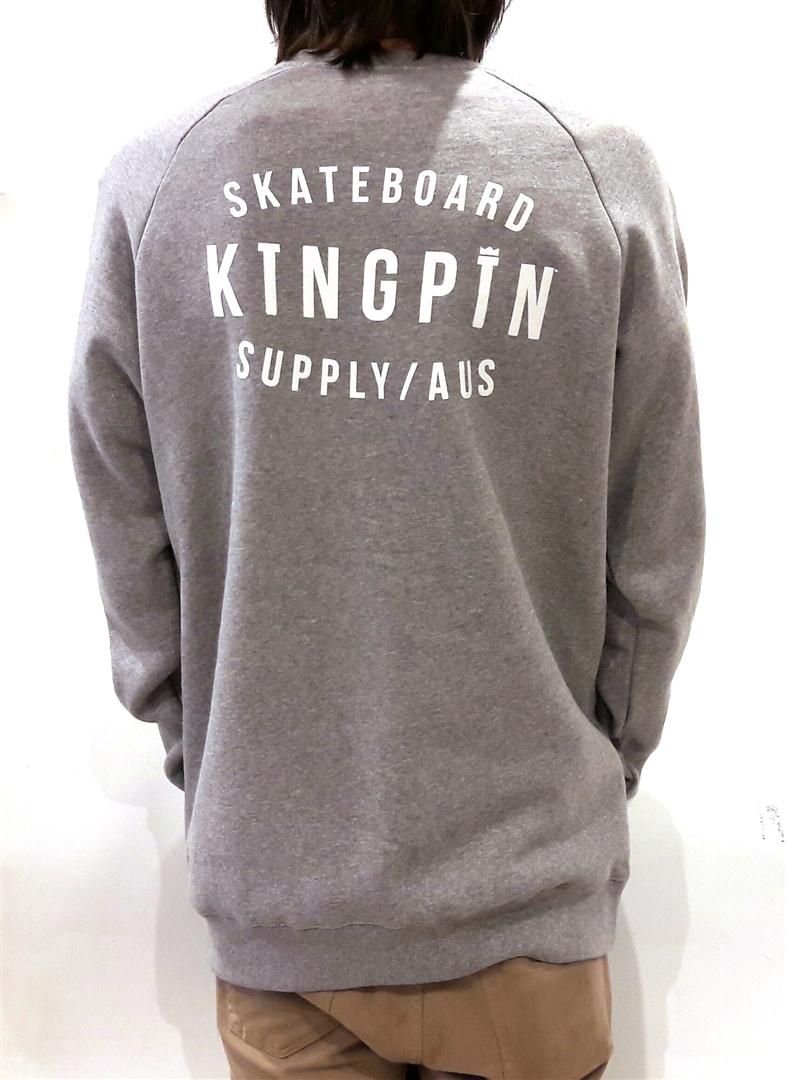 Kingpin Skate Supply Crew Retro Heather Grey Skateboard Jumper Sweater Pullover