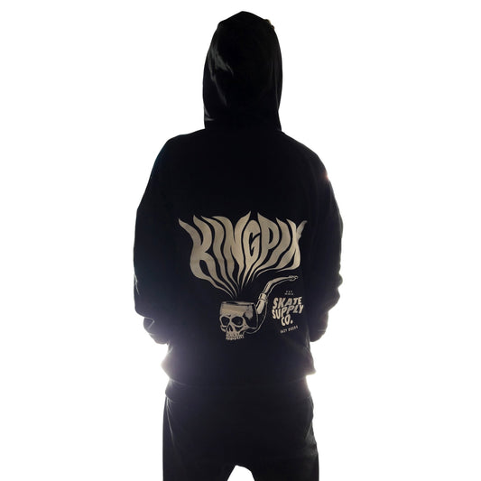 KINGPIN Skate Supply Hood Hazy Deeds Black Skateboard Hoody Pullover Hoodie