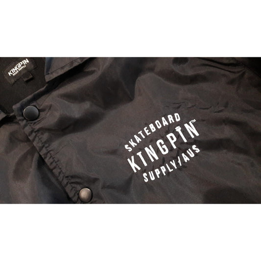KINGPIN Skate Supply Spray Jacket Black Button Up Coach