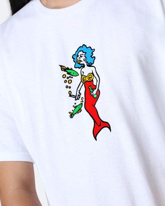 Krooked Skateboards Tee Mermaid White Skateboard T-Shirt
