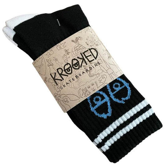 Krooked Socks Eyes Black Blue White SIZE 7-11 Crew Skateboard Sox