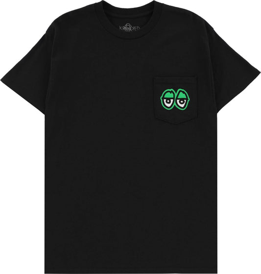 Krooked Tee Pocket Strait Eyes Black/Green Skateboard T-Shirt