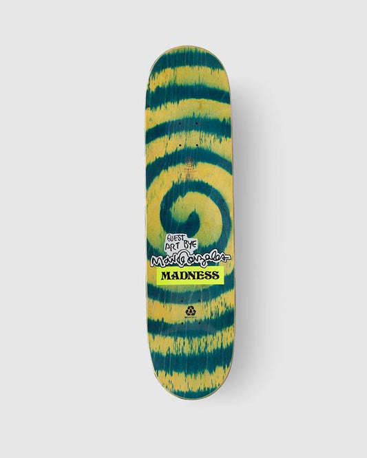 Madness Skateboard Deck Jack Gonz R7 Green Swirl 8.5" Mark Gonzales Guest Art