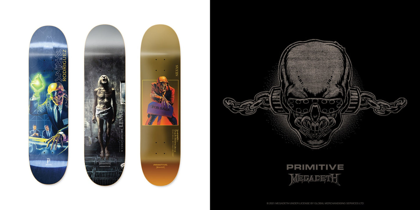 Full Set Primitive Skateboards X Megadeth 3 Limited Edition Pro Model Decks