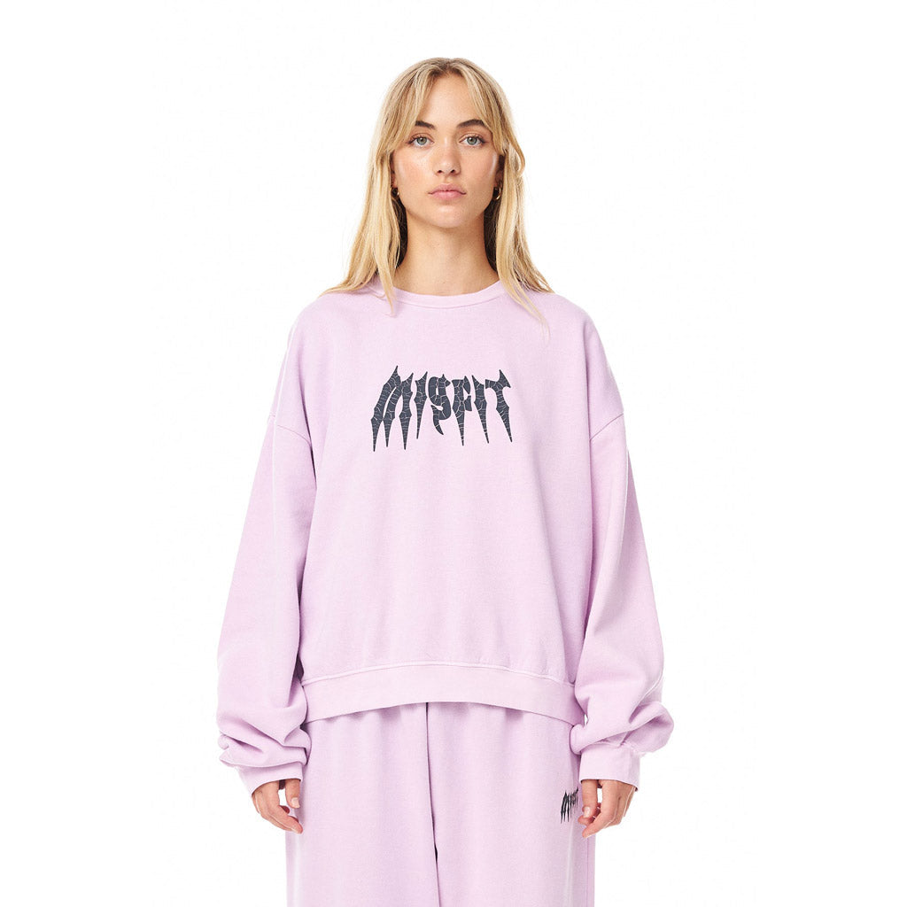 Misfit Womens Grace Burn Cropped Crew Jumper Lilac M Sf T