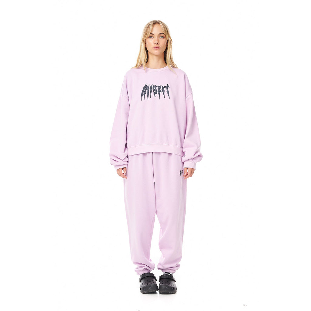 Misfit Womens Grace Burn Cropped Crew Jumper Lilac M/SF/T