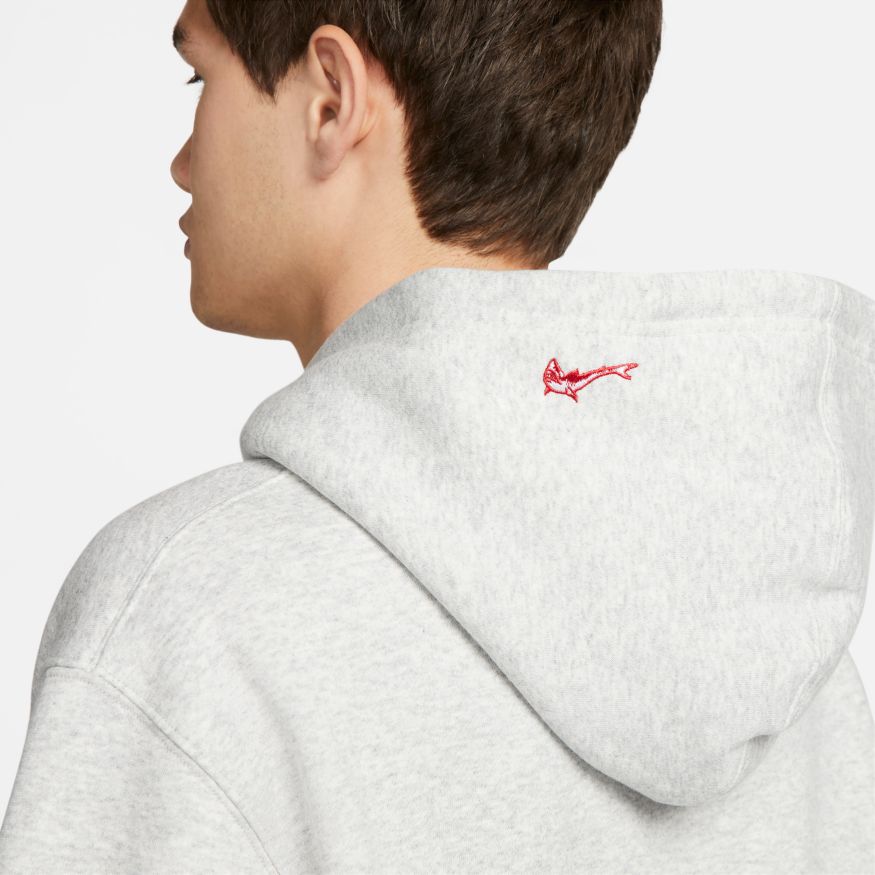 Nike SB x OSKI Fleece Skate Hoodie Grey CHUMMING THE WATERS Skateboard Hood