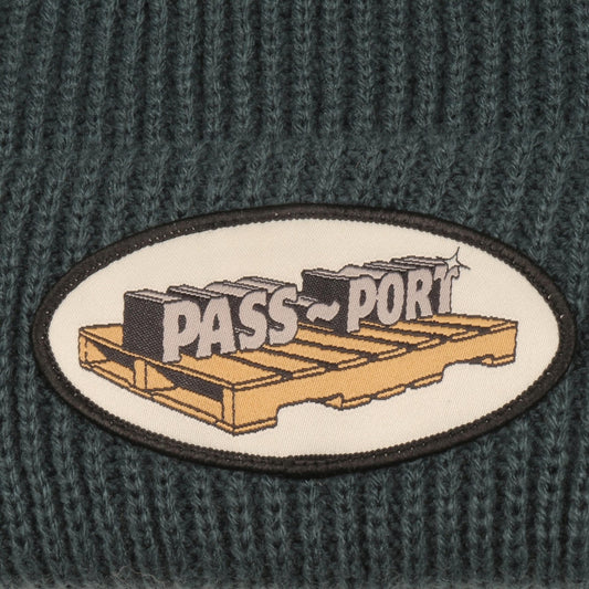Passport Beanie Pallet Patch Green OSFA Pass port Skateboard Headwear