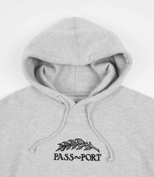 Passport Hood Quill Embroidery Grey Heather Pass~Port Skateboards Pullover