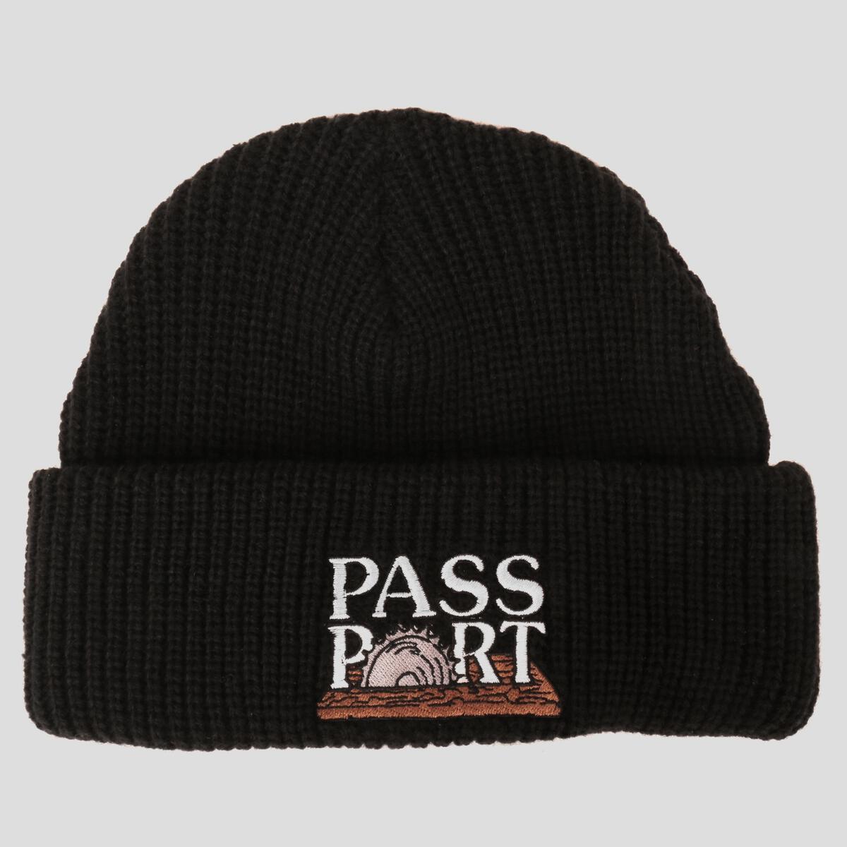 Passport Beanie Circle Saw Black OSFA Pass port Skateboard Headwear