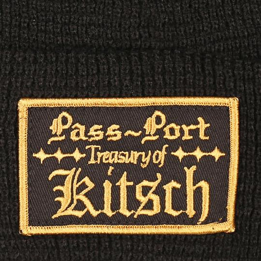 Passport Beanie Treasury Waffle Knit Black OSFA Pass port Skateboard Headwear