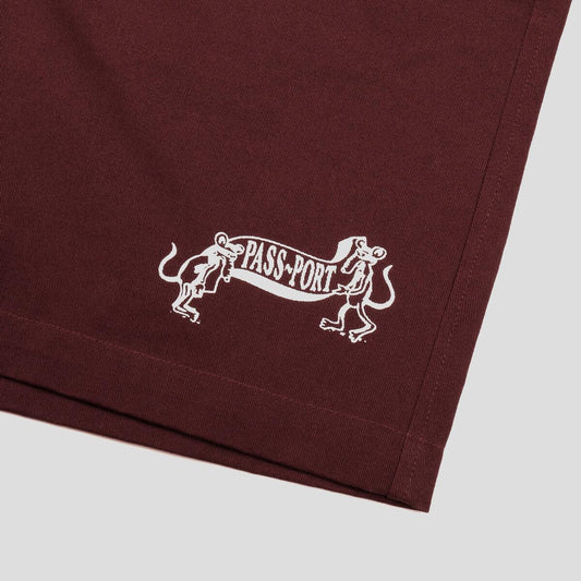 Passport Shorts P~P MISSING TILDE Maroon Pass port Skateboard Walkshorts