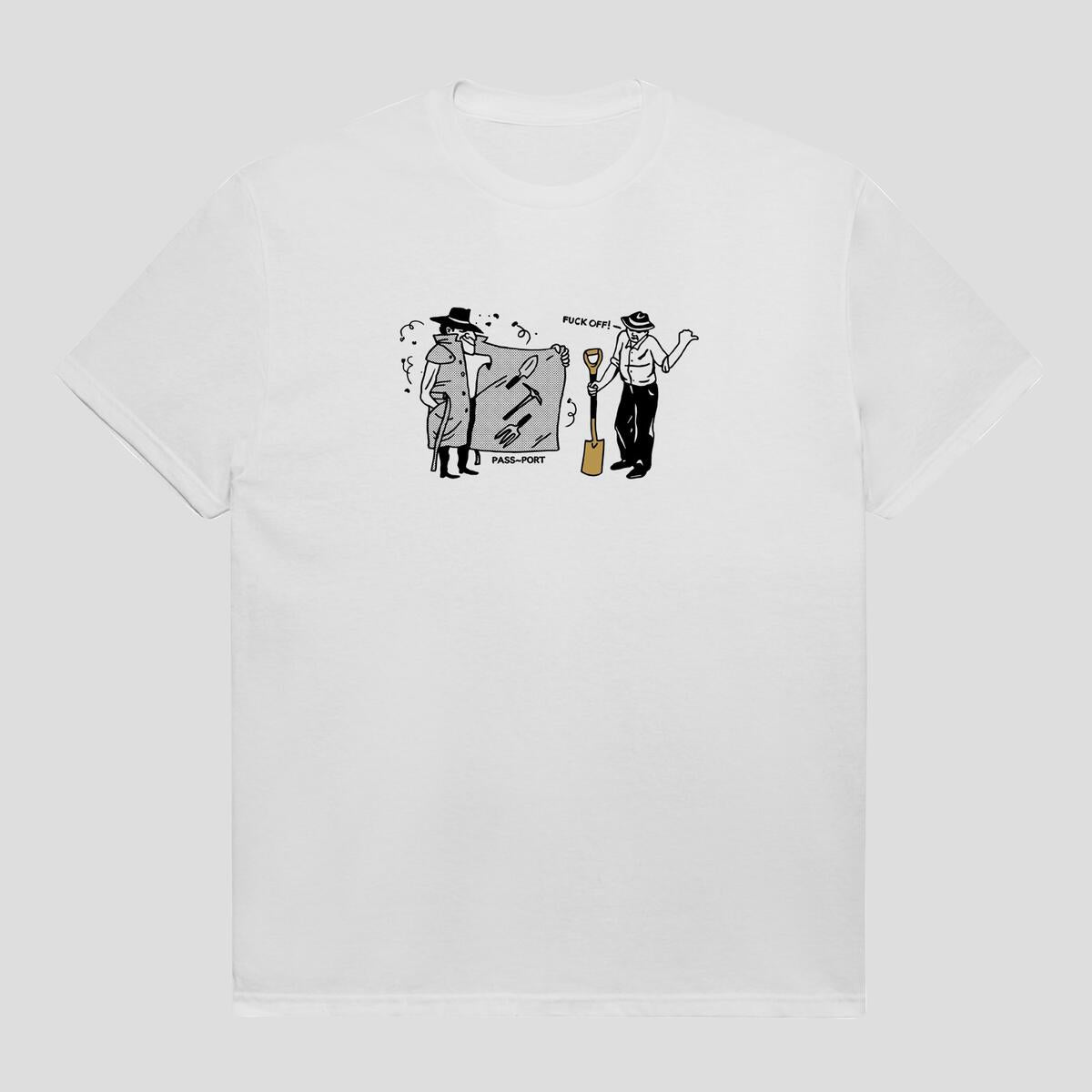 Passport Tee Spades & Shovels White Pass Port Skateboard T-Shirt