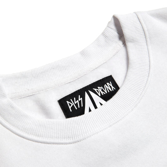 Piss Drunx x Lotties Crew Web 8ball Krewneck WHT/BLK Skateboard Crewneck