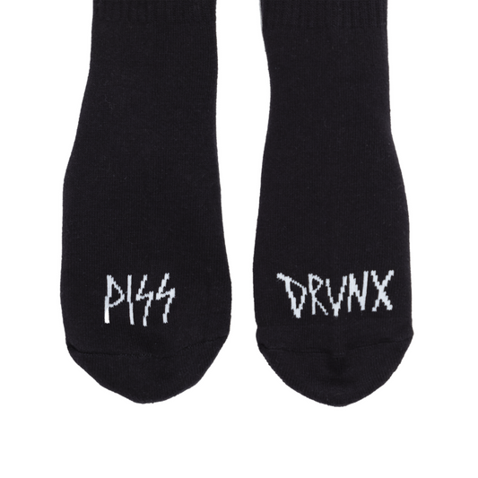 Piss Drunx Socks On Yr Toes Black SIZE 7-11 Crew Skateboard Sox