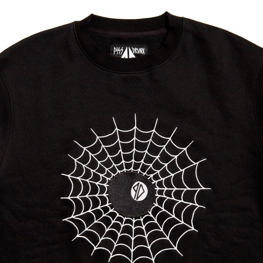 Piss Drunx x Lotties Moey Crew Web 8Ball Black Skateboard Crewneck