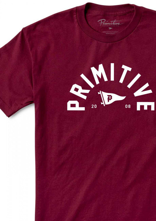 Primitive Skateboard Tee Big Arch Dirty P Pennant Burgundy T-Shirt