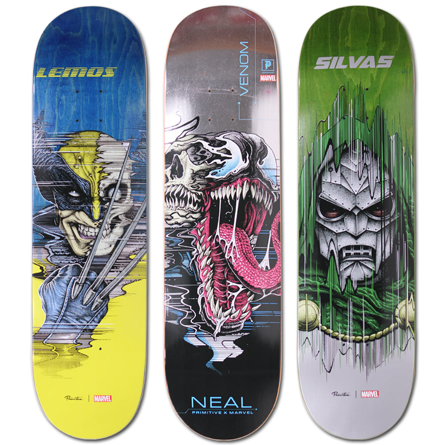 FULL SET Primitive Skateboards x Marvel Paul Jackson 3 Limited Edition Decks