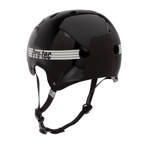 Pro-Tec Helmet Old School Certified Gloss Black Skateboard / Bike Protec Lid