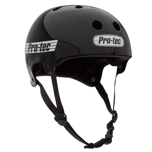 Pro-Tec Helmet Old School Skate Gloss Black Skateboard Protec Lid