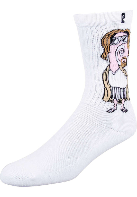 Psockadelic Socks The Dude White OSFM Skateboard Sox