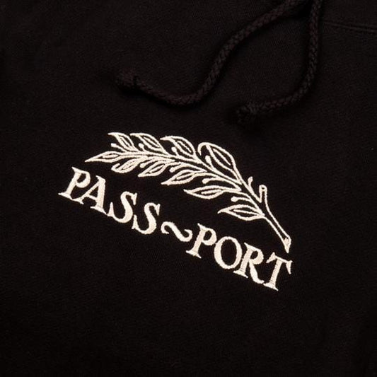 Passport Hood Quill Embroidery Black Pass~Port Skateboards Pullover