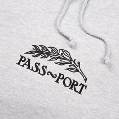 Passport Hood Quill Embroidery Grey Heather Pass~Port Skateboards Pullover