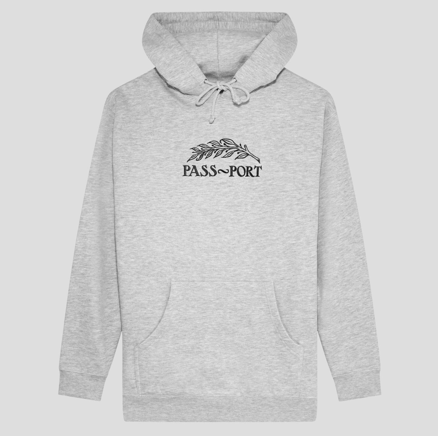 Passport Hood Quill Embroidery Grey Heather Pass~Port Skateboards Pullover