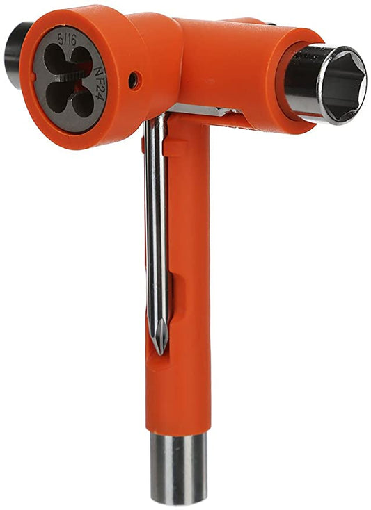 Reflex Utility Skate Tool Orange w/Axle Re-Threader Complete Skateboard T-Tool
