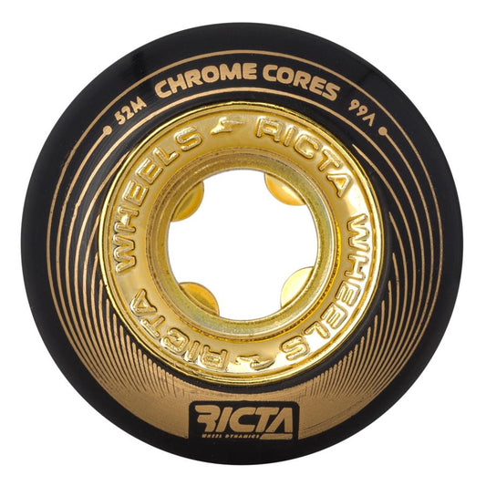 Ricta Skateboard Wheels 52mm Chrome Core Black Gold 99a