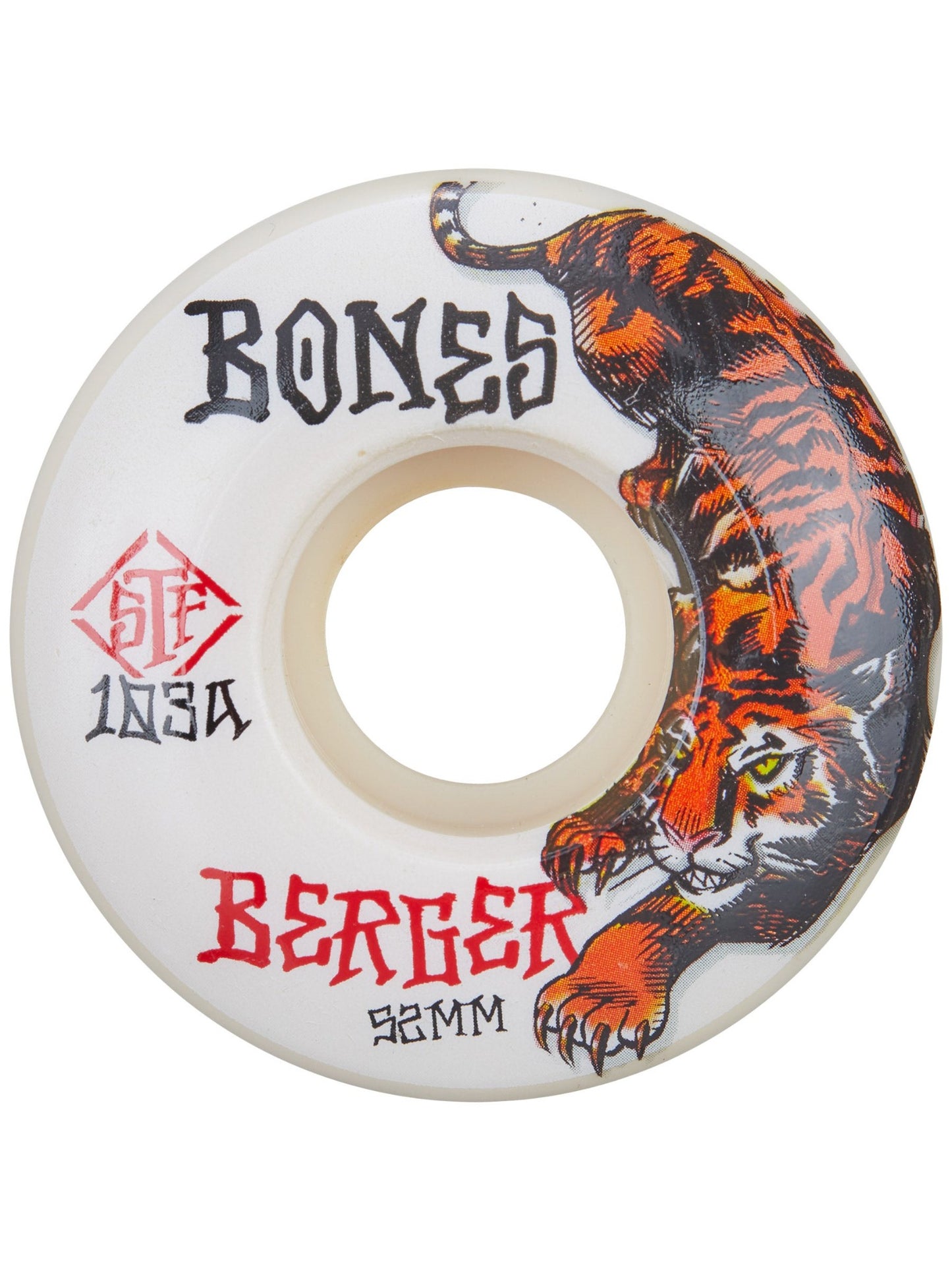 Bones Skateboard Wheels Berger The Hunter 52mm V3 Slims STF 103a